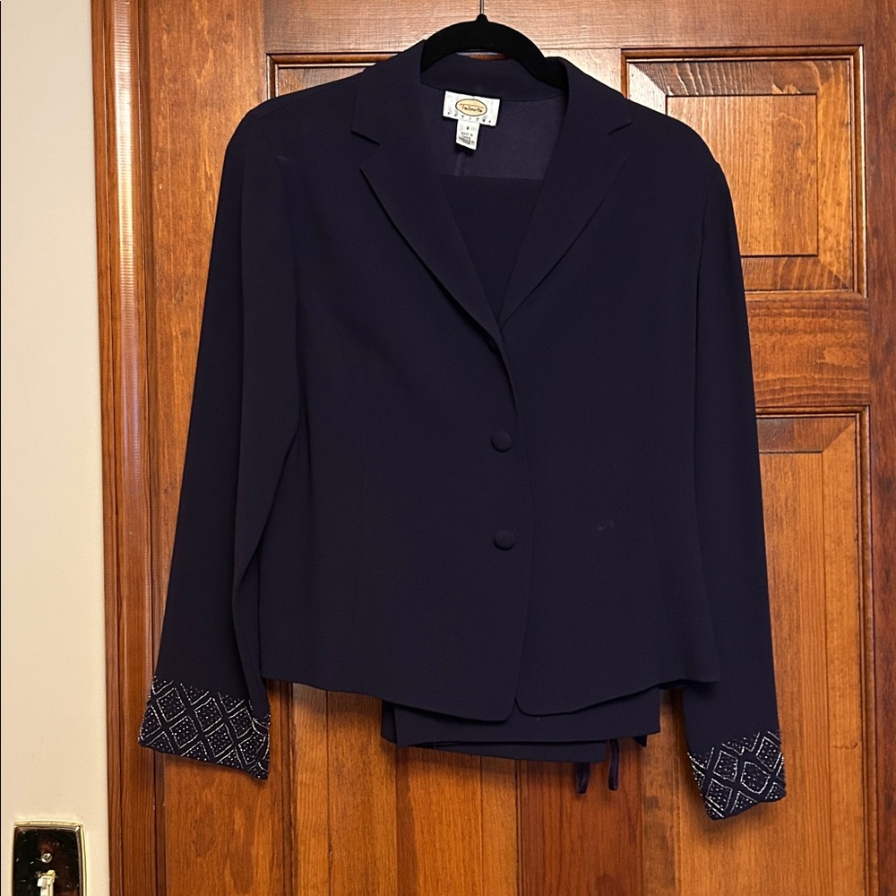 Talbots Rich Purple Pant Suit with beaded sleeves